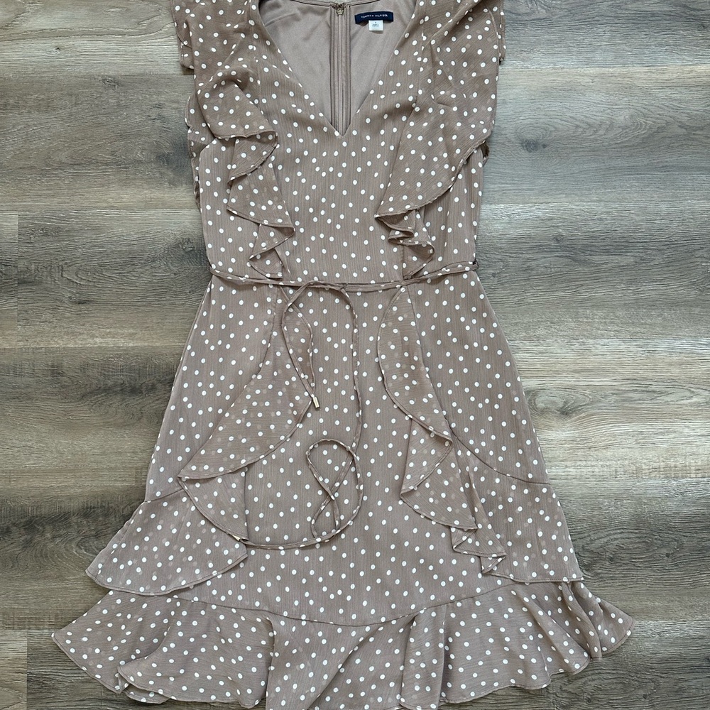 Tommy Hilfiger Tan Polka Dot Mini Dress